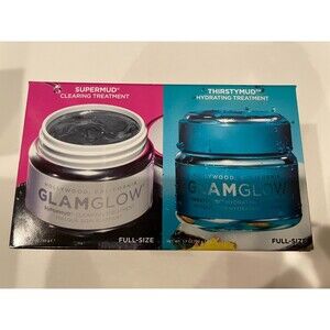 Glam Glow Exclusive For Traveler's Supermud & ThirstyMud Full Size 2x1.7 Oz NIB